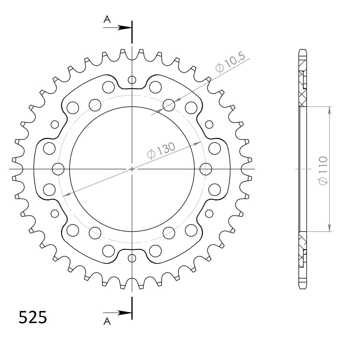 Lančenik zadnji SUPERSPROX STEALTH RST-480:40-RED crven 40T, 525