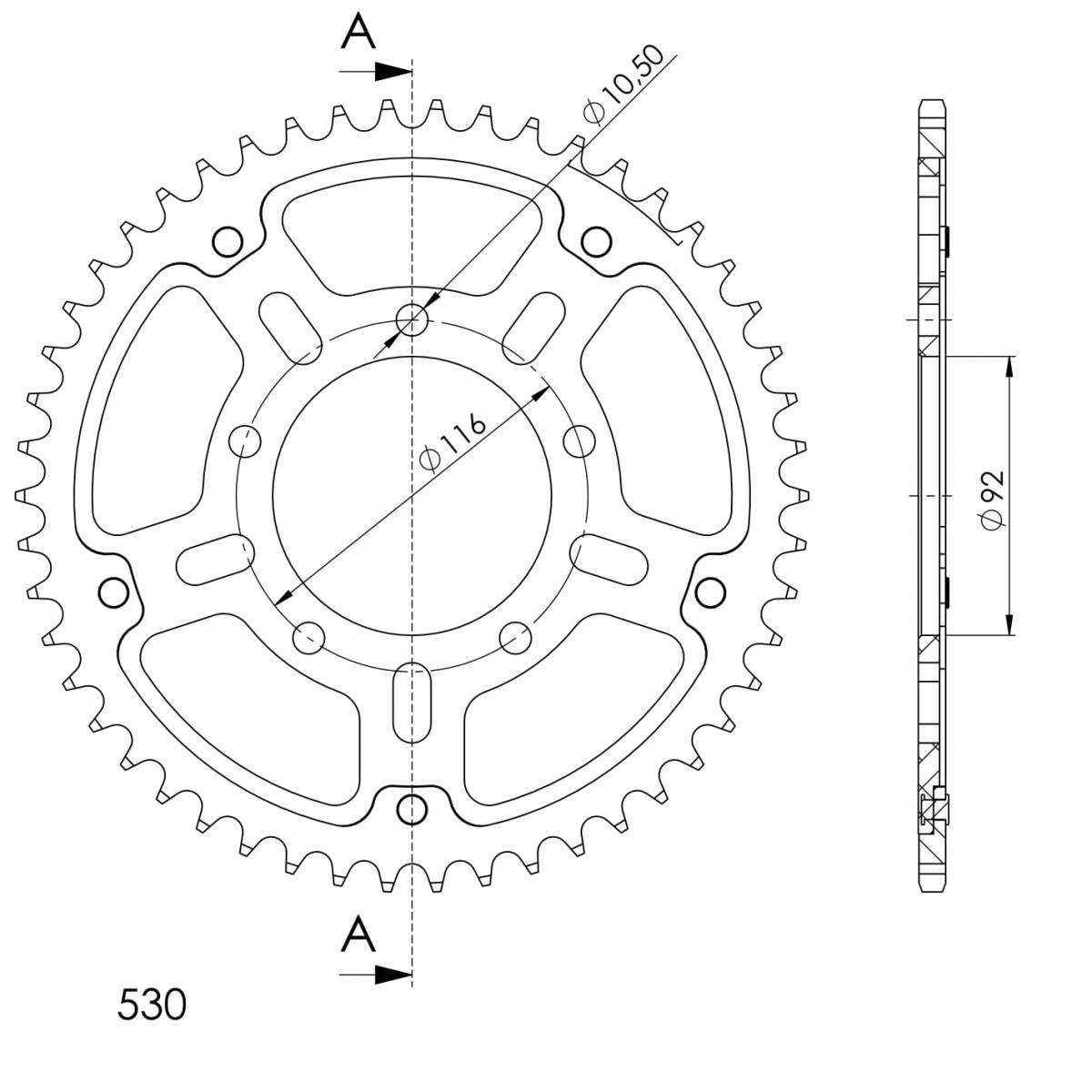 Lančenik zadnji SUPERSPROX STEALTH RST-489:50-GLD zlato 50T, 530