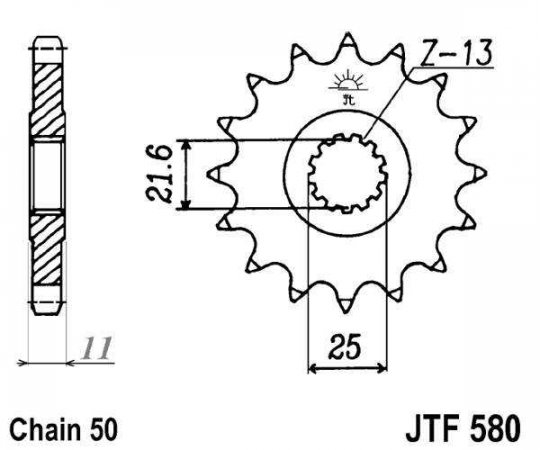 LANČANIK-JTF 580-16RB 16T, 530---JT