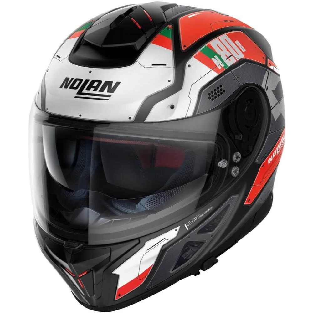 KACIGA-N80-8 STARSCREAM 035 L-L-035 FLAT BLACK (WHITE - RED - GREEN)-NOLAN GROUP