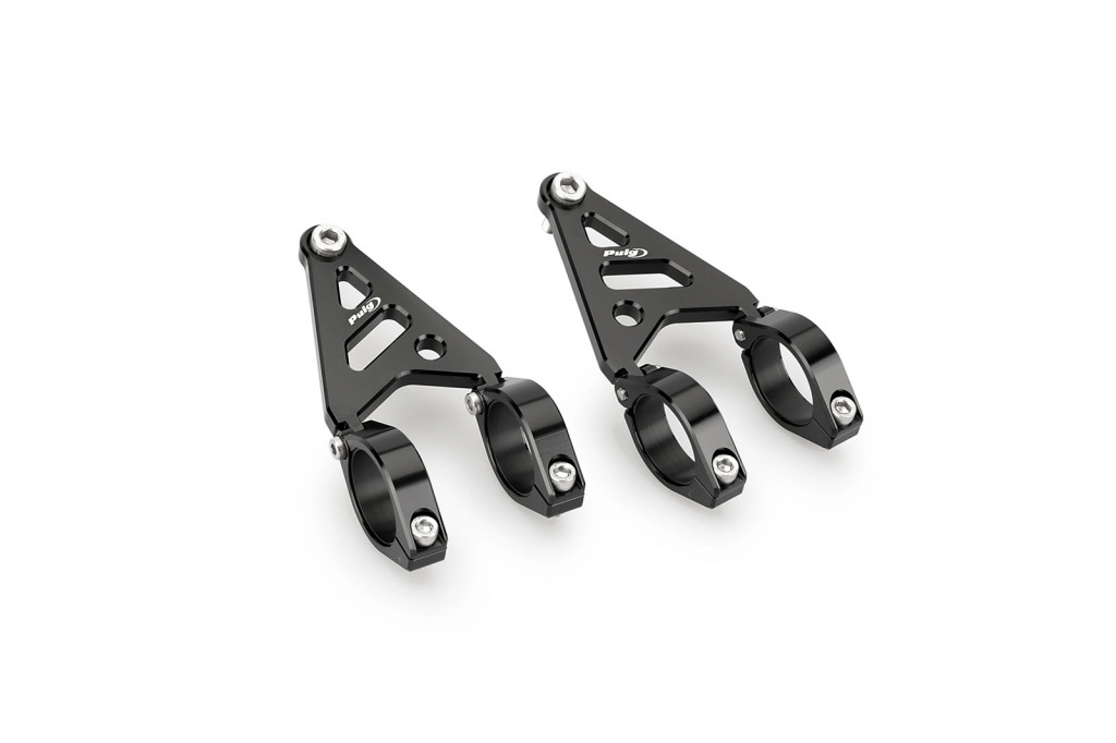 Clamp set PUIG LUMEN LED 20876N d 35-37cm + suport for headlights Crni