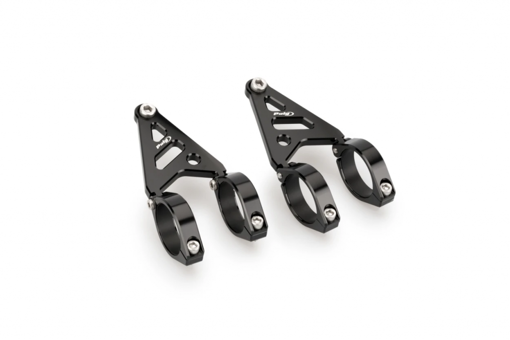 Clamp set PUIG LUMEN LED 20878N d 42-43mm + suport for headlights Crni