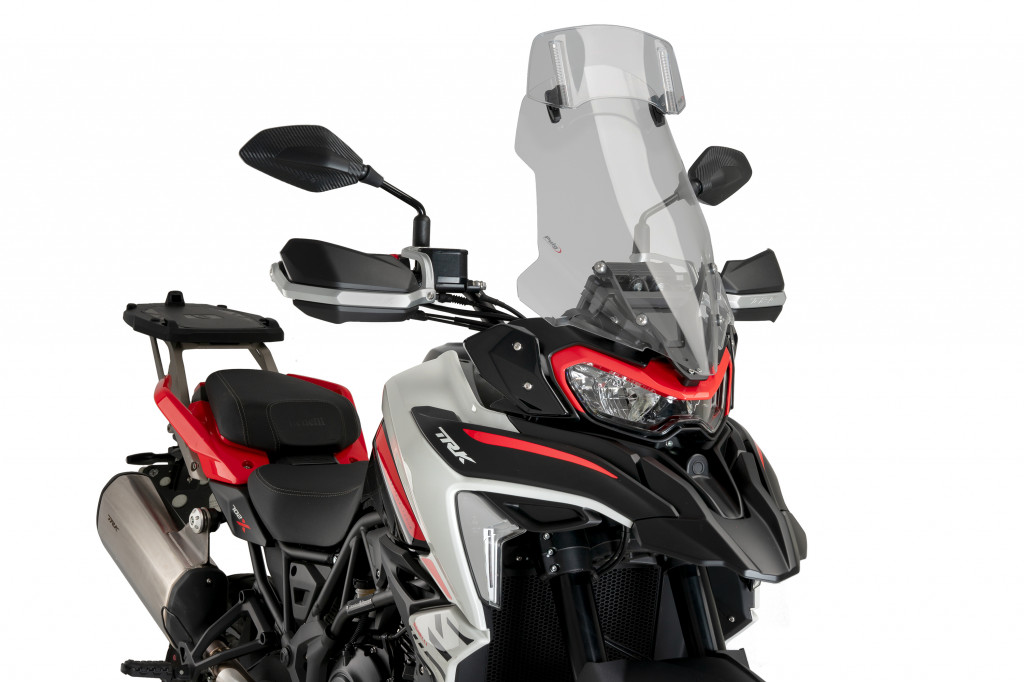 Windscreen PUIG TOURING WITH VISOR 21800H smoke for BENELLI TRK 702 2023-2026, BENELLI TRK 702 X 2023-2026