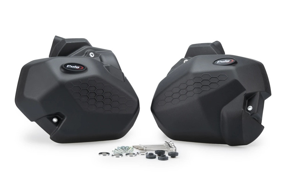 Engine protective covers PUIG 21877N Crni included 2 oil plugs