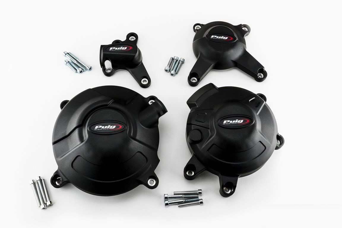  Engine protective covers PUIG 20128N Crni included right, left, small right and small left caps