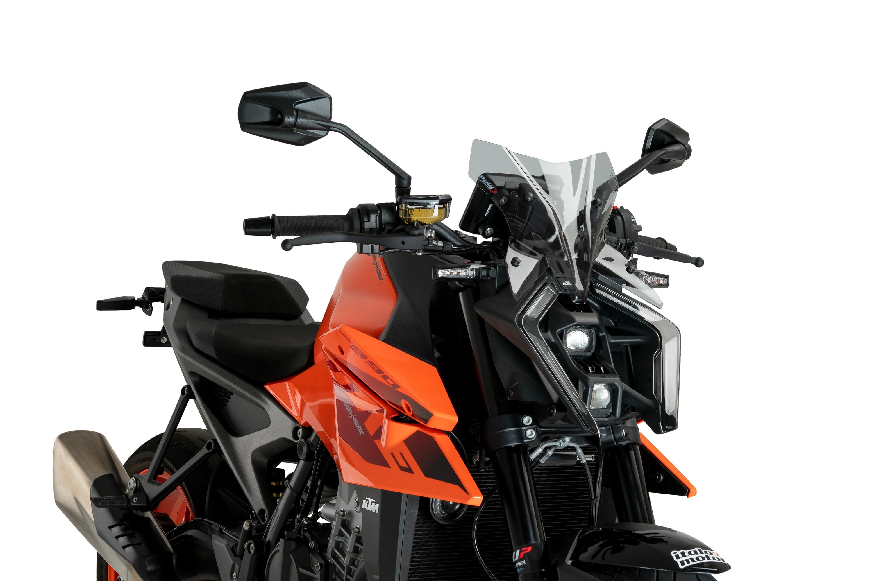Windshield PUIG NEW GEN. SPORT 21995H smoke for KTM Duke 990 2024-2025, KTM Duke 990 R 2024-2025