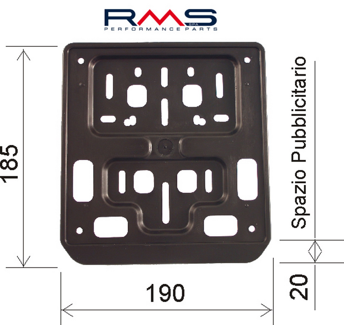 Plate holder RMS 142700010 for moped and scooter
