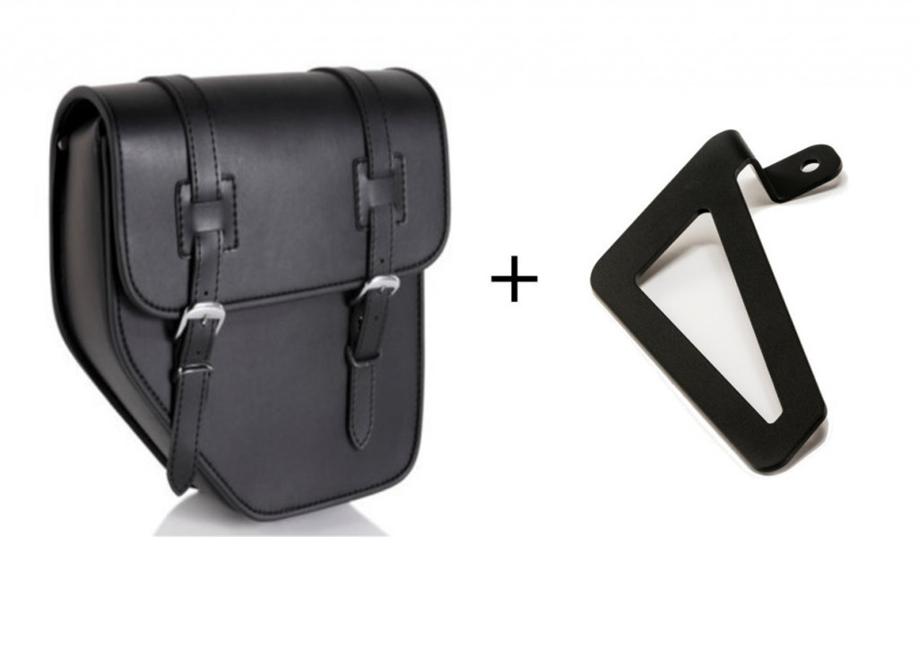 Leather saddlebag CUSTOMACCES IBIZA APS015N Crni right, with side metal base + universal support