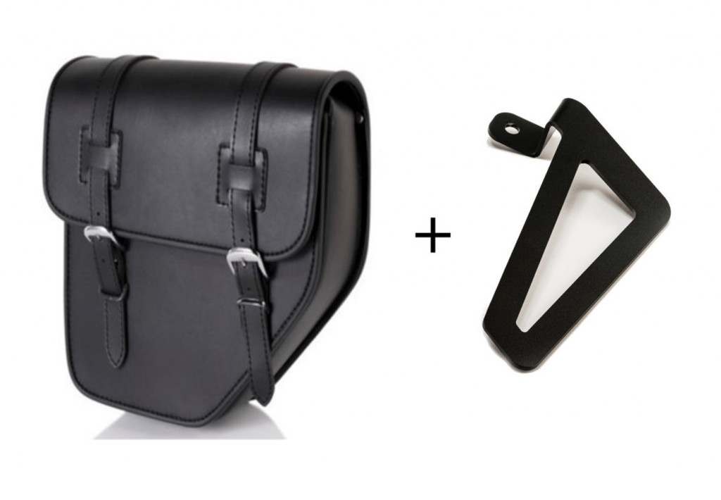 Leather saddlebag CUSTOMACCES IBIZA APS016N Crni left, with metal base left side and left fitting kit