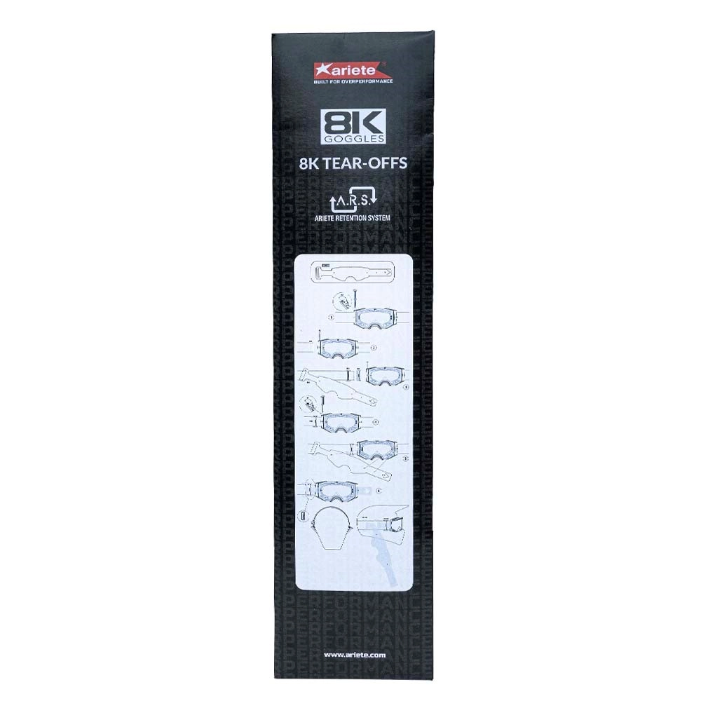 Laminated tear-offs ARIETE 8K 12964-8KLL for 8K Goggles with retention systém