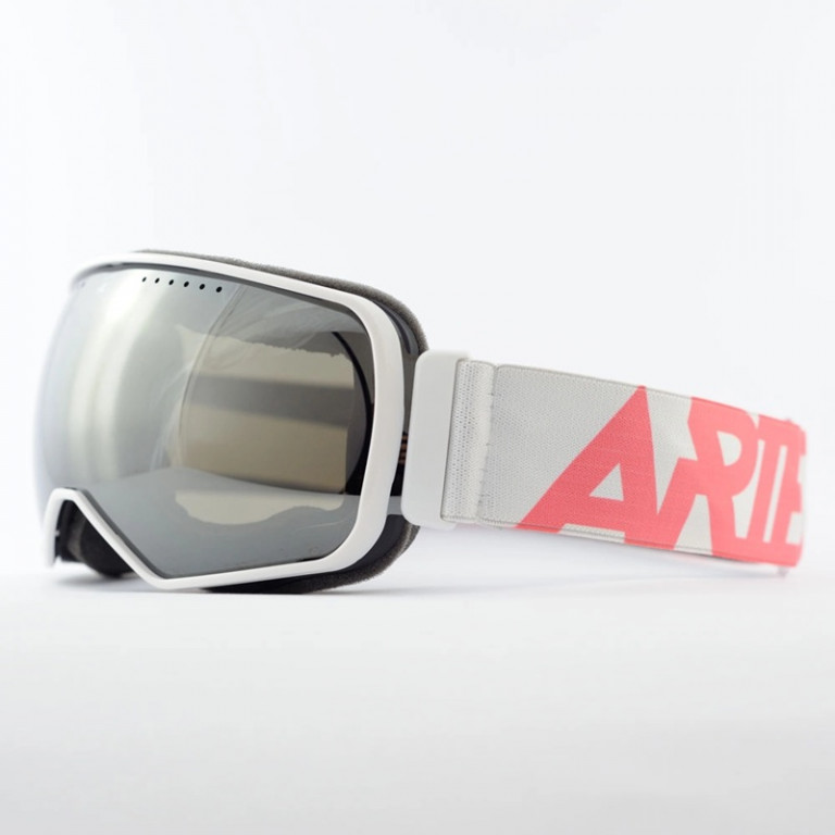 Goggles ARIETE PANORAMA 14900-BSBP mirrored lens white pink strap