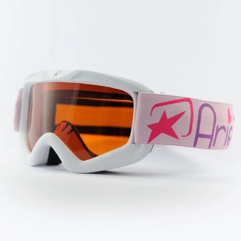Goggles ARIETE SNOWY - KIDS 14930-BOU white, orange lens pink strap