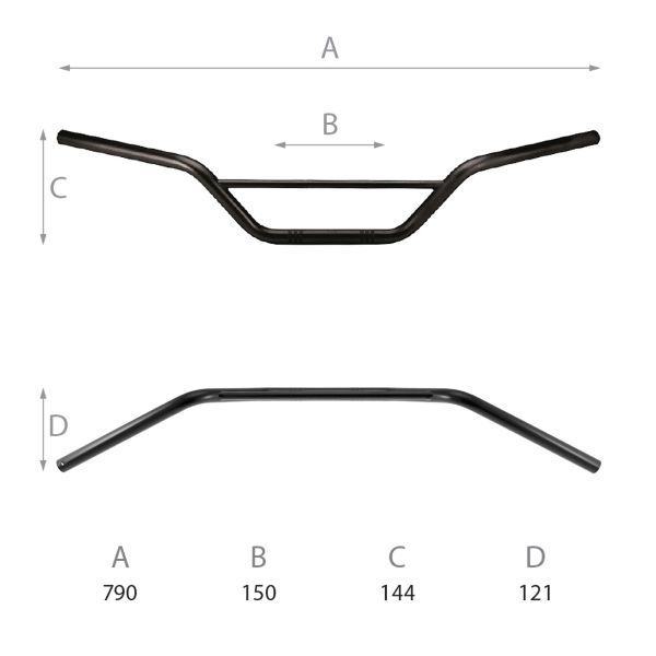 Handlebar DOMINO 184171000 Off-road high bend Crni