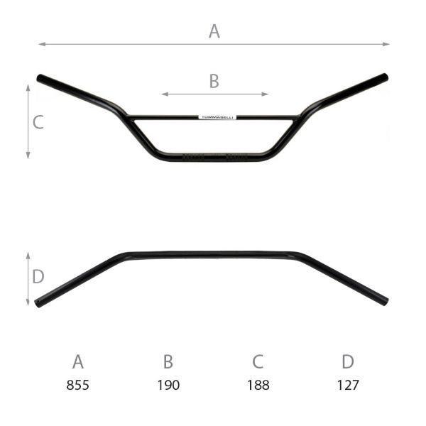 Handlebar DOMINO 184171020 Off-road high bend Crni