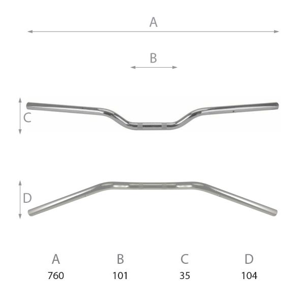 Handlebar DOMINO 184171080 Road low bend chronium plated
