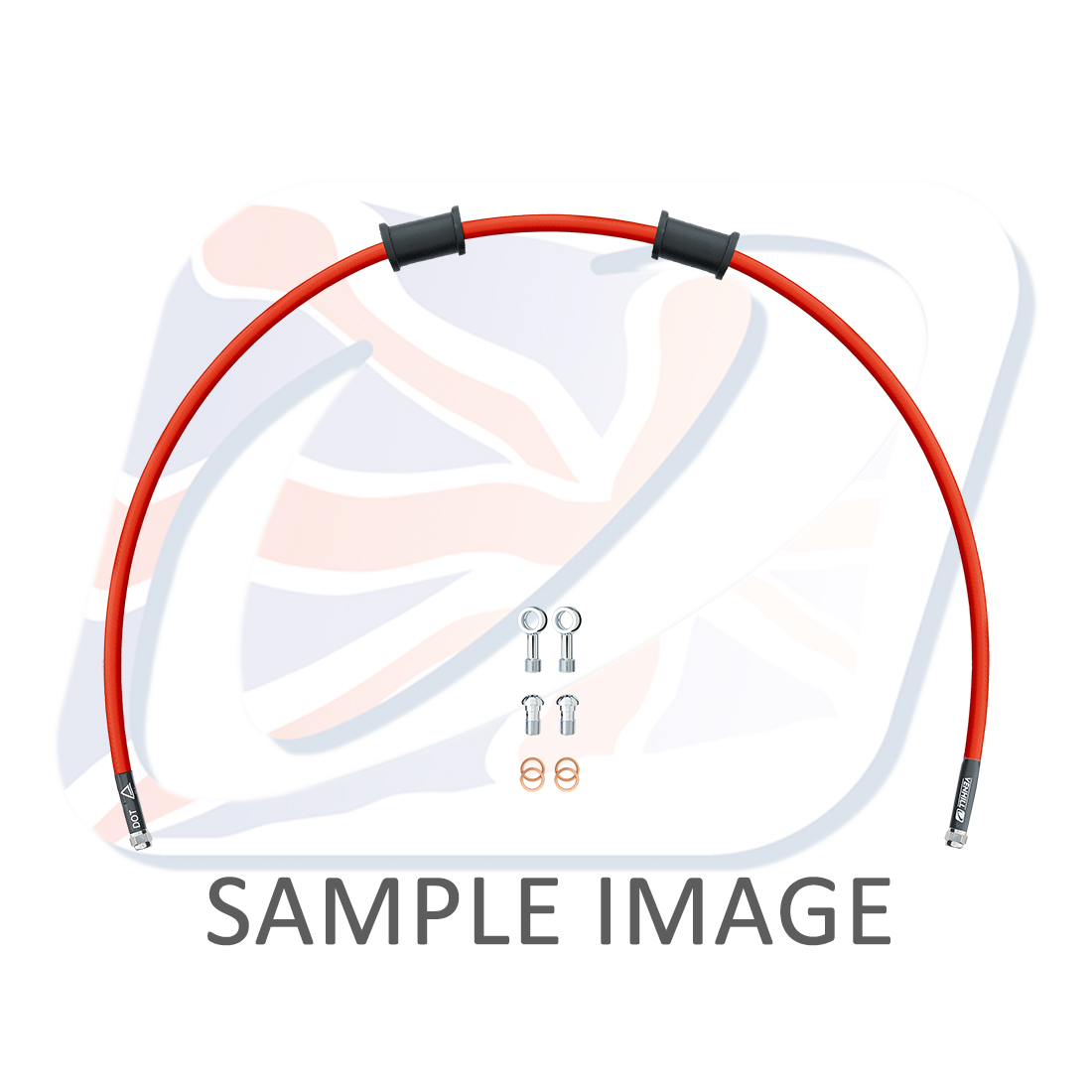 Kit prednjih kočionog crijeva Venhill POWERHOSEPLUS MZ-2001F-RD (1 hose in kit) Red hoses, chromed fittings