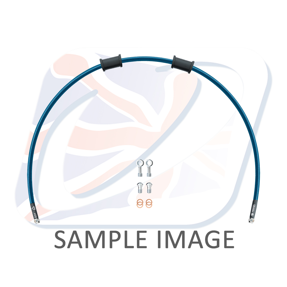 Rear brake hose kit Venhill POWERHOSEPLUS KAW-2010R-TB (1 hose in kit) Translucent blue hoses, chromed fittings