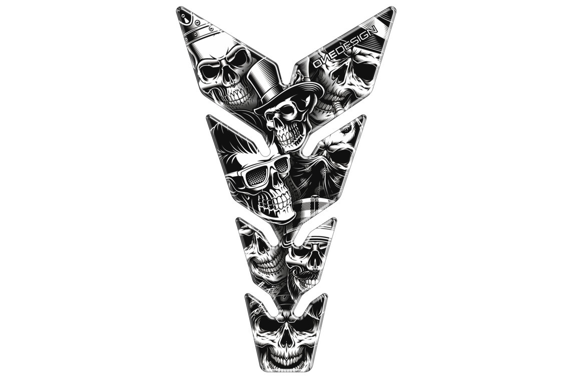 Tank pad PUIG Skull Party Black & White 20594N