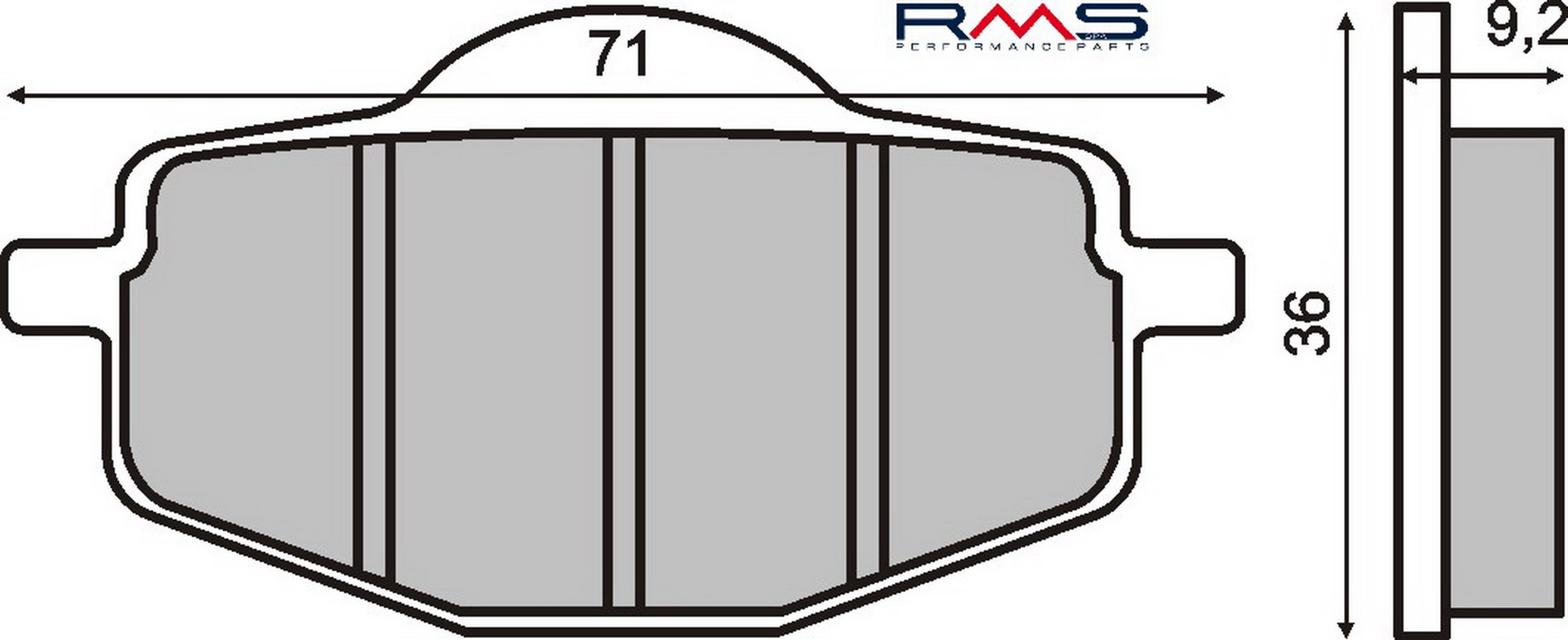 Disk pločice RMS 225101430 front Not homologated organic