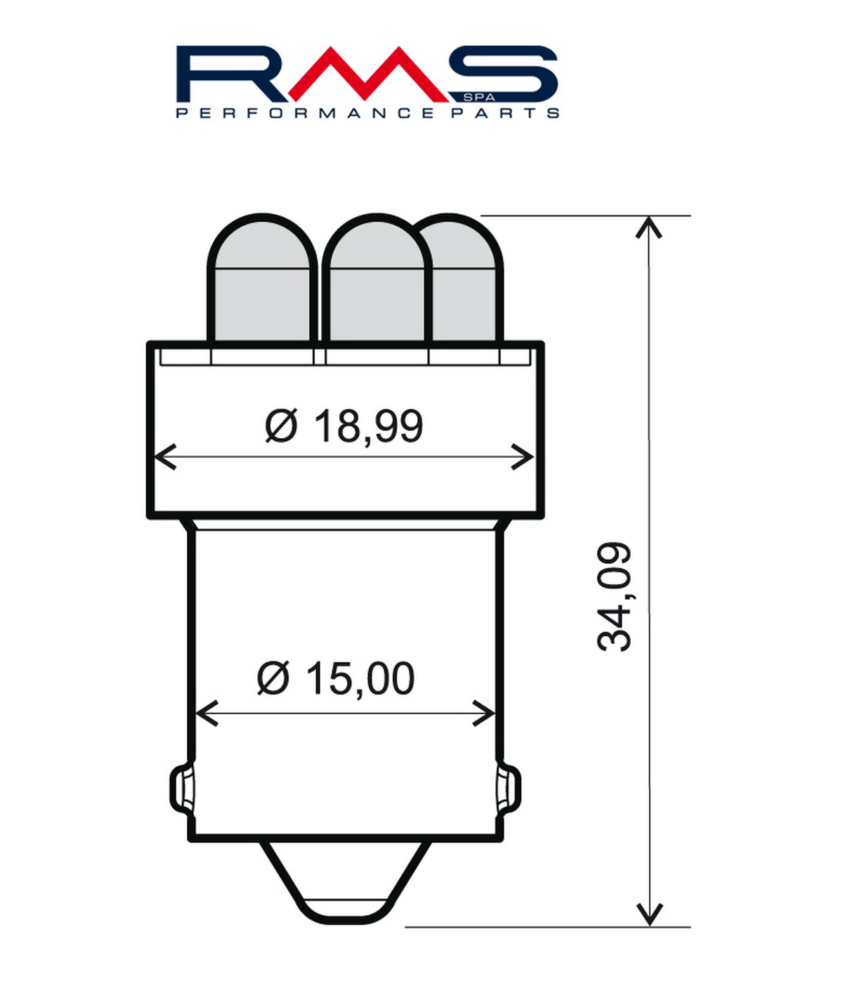 Bulb RMS 246510505 12V 5 Led, BA15S G18 white (2 pcs)
