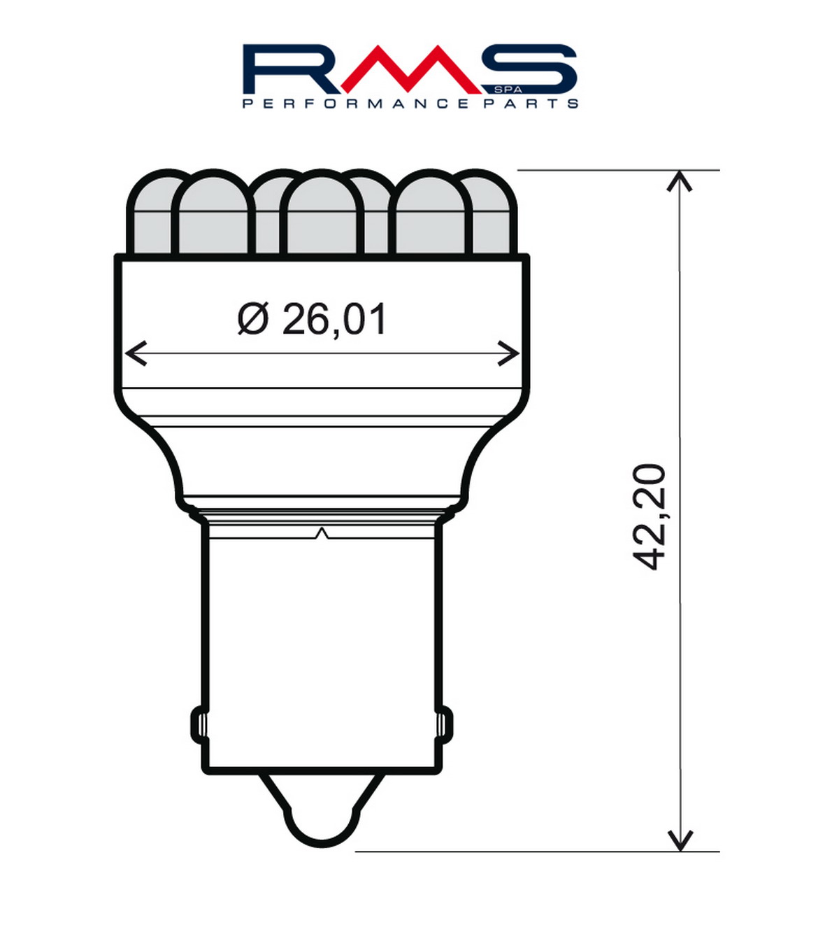 Bulb RMS 246510510 12V 12 Led, BA15S S25 plavi