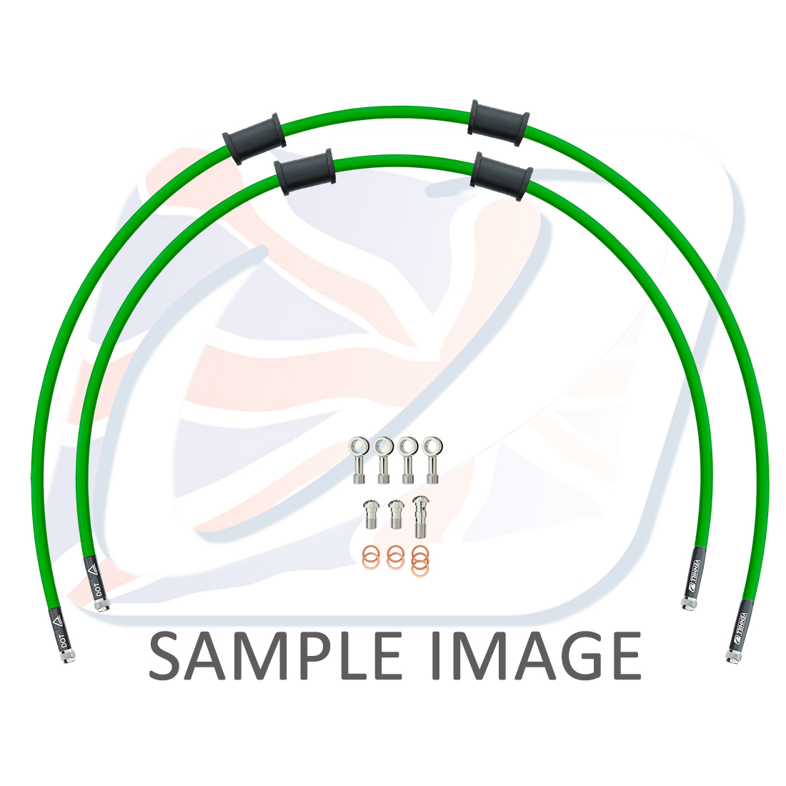 RACE Front brake hose kit Venhill POWERHOSEPLUS YAM-10027FS-GR (2 hoses in kit) Green hoses, stainless steel fittings