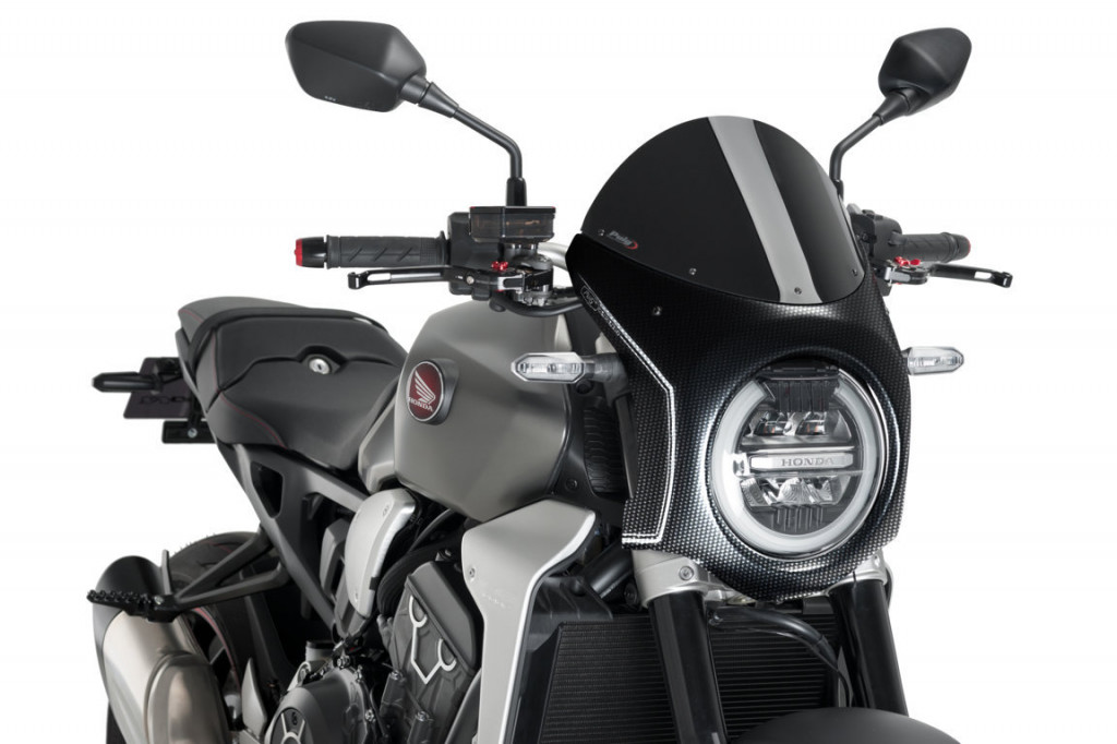 Windshield PUIG SEMI-FAIRING 3143N carbon look Crni