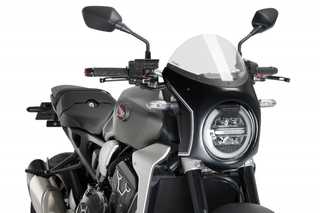 Windshield PUIG SEMI-FAIRING 3143W carbon look transparent