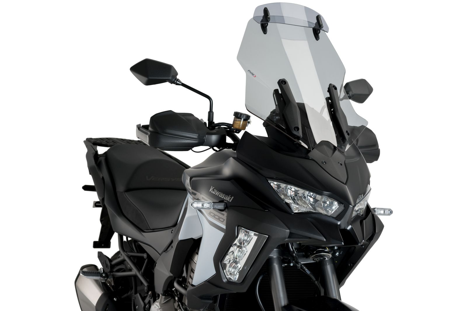 Windscreen PUIG TOURING WITH VISOR 3731H smoke for KAWASAKI Versys 1000 / S / SE 2019-2023, KAWASAKI Versys 1100 / S / SE 2025-2026