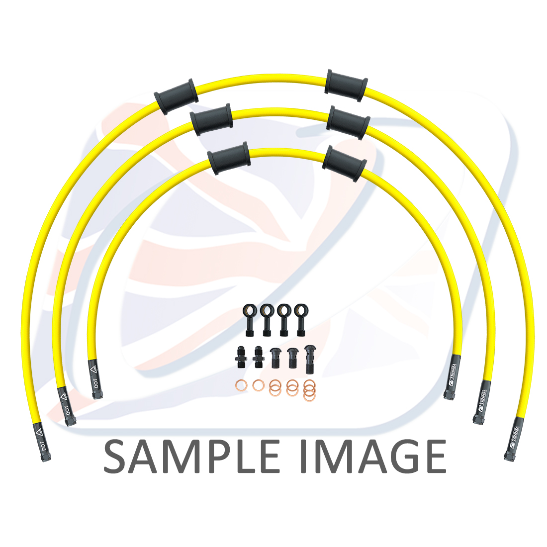 STANDARD Front brake hose kit Venhill POWERHOSEPLUS YAM-12004FB-YE (3 hoses in kit) Yellow hoses, black fittings