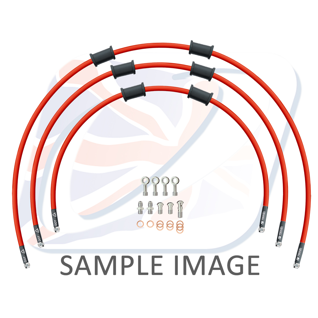 STANDARD Front brake hose kit Venhill POWERHOSEPLUS YAM-8001FS-RD (3 hoses in kit) Red hoses, stainless steel fittings