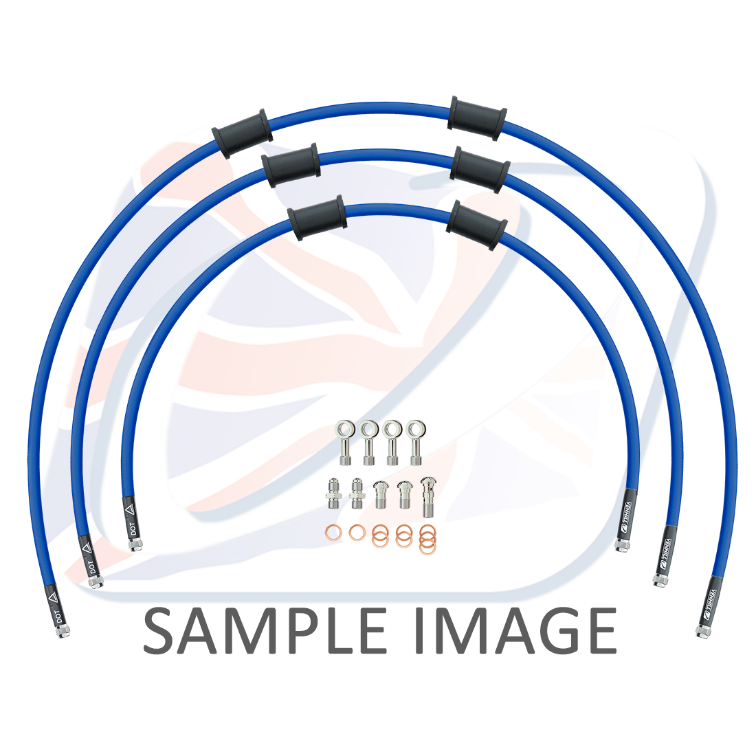 STANDARD Front brake hose kit Venhill POWERHOSEPLUS YAM-13001FS-SB (3 hoses in kit) Solid blue hoses, stainless steel fittings