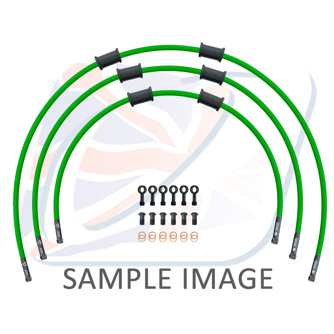 STANDARD Front brake hose kit Venhill POWERHOSEPLUS YAM-10010FB-GR (3 hoses in kit) Green hoses, black fittings