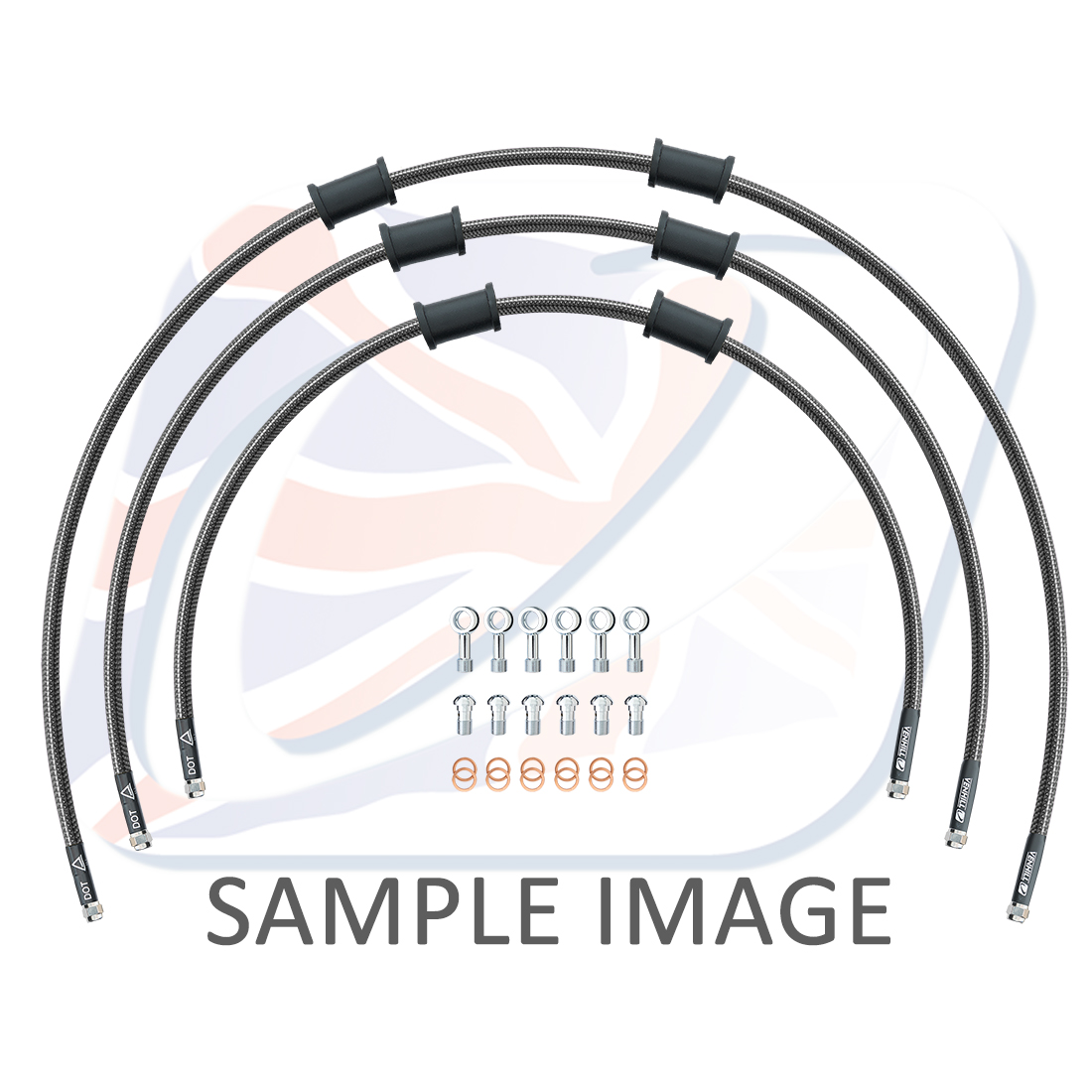 STANDARD Front brake hose kit Venhill POWERHOSEPLUS HON-5006F-CB (3 hoses in kit) Carbon hoses, chromed fittings