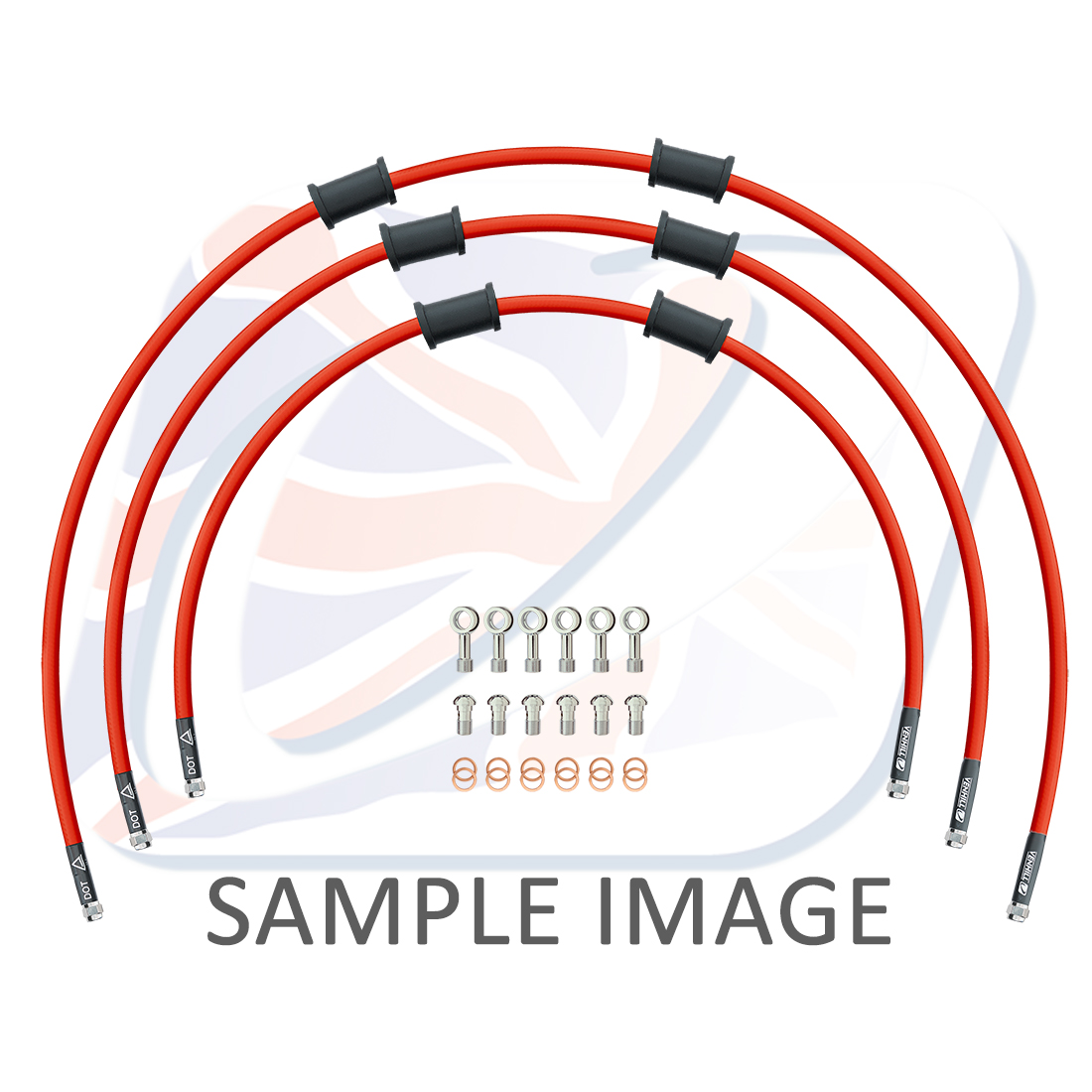STANDARD Front brake hose kit Venhill POWERHOSEPLUS KAW-11003FS-RD (3 hoses in kit) Red hoses, stainless steel fittings
