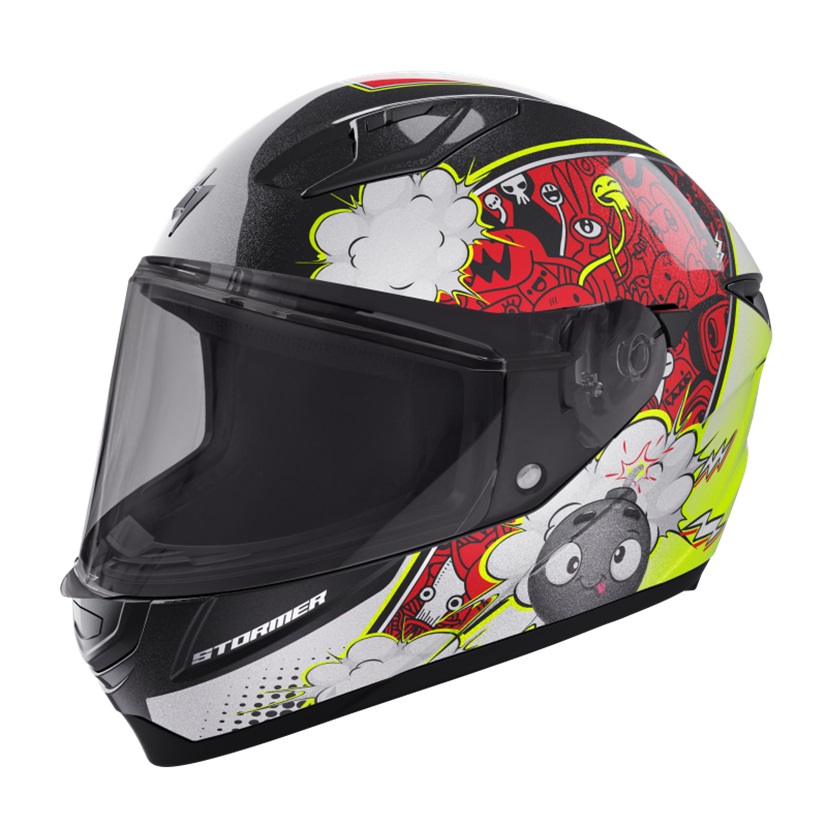 Kid helmet STORMER STRIKE KID BOOM red, neon, yellow pearly YM