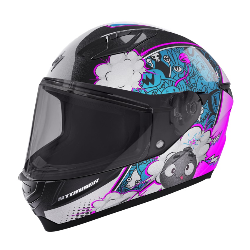 Kid helmet STORMER STRIKE KID BOOM blue, pink pearly YM