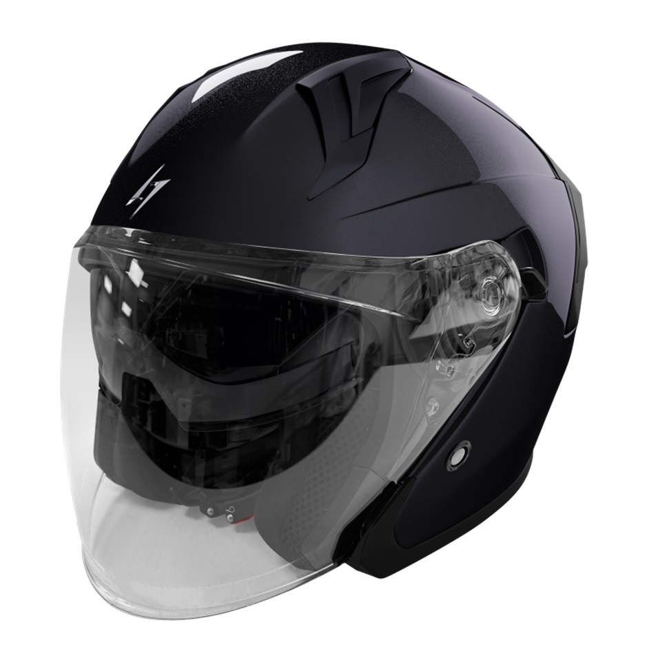 Open face helmet STORMER RUN black pearly XL
