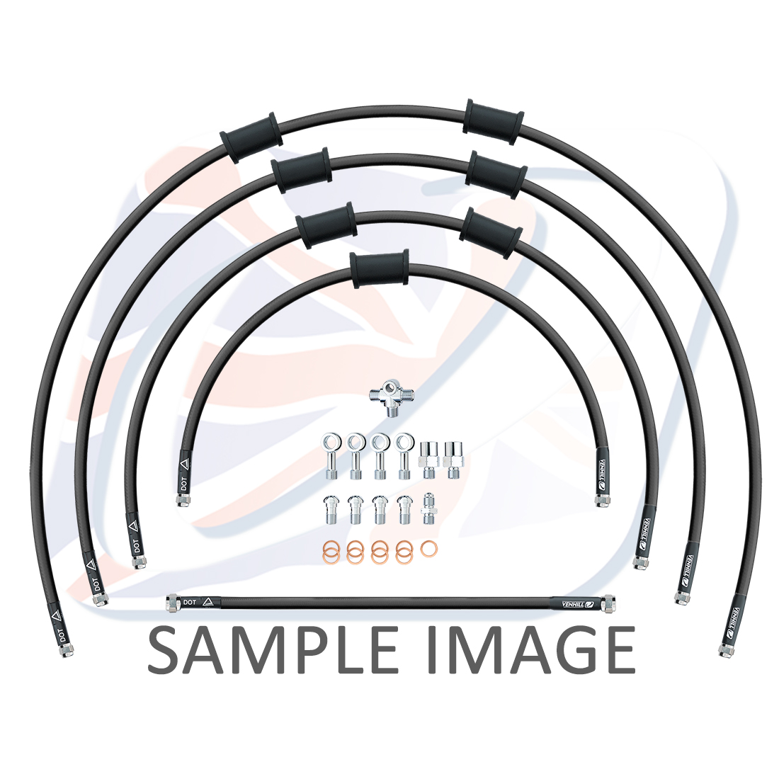 STANDARD Front brake hose kit Venhill POWERHOSEPLUS SUZ-6014F-BK (5 hoses in kit) Black hoses, chromed fittings