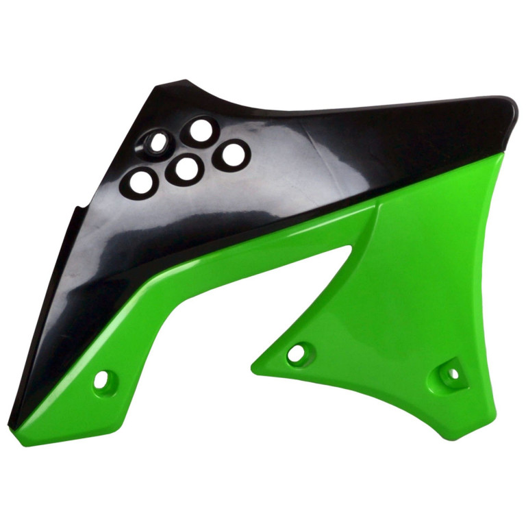 Radiator scoops POLISPORT 8412900004 (pair) black/green 05 for KAWASAKI KX 450 (F) 2009-2011