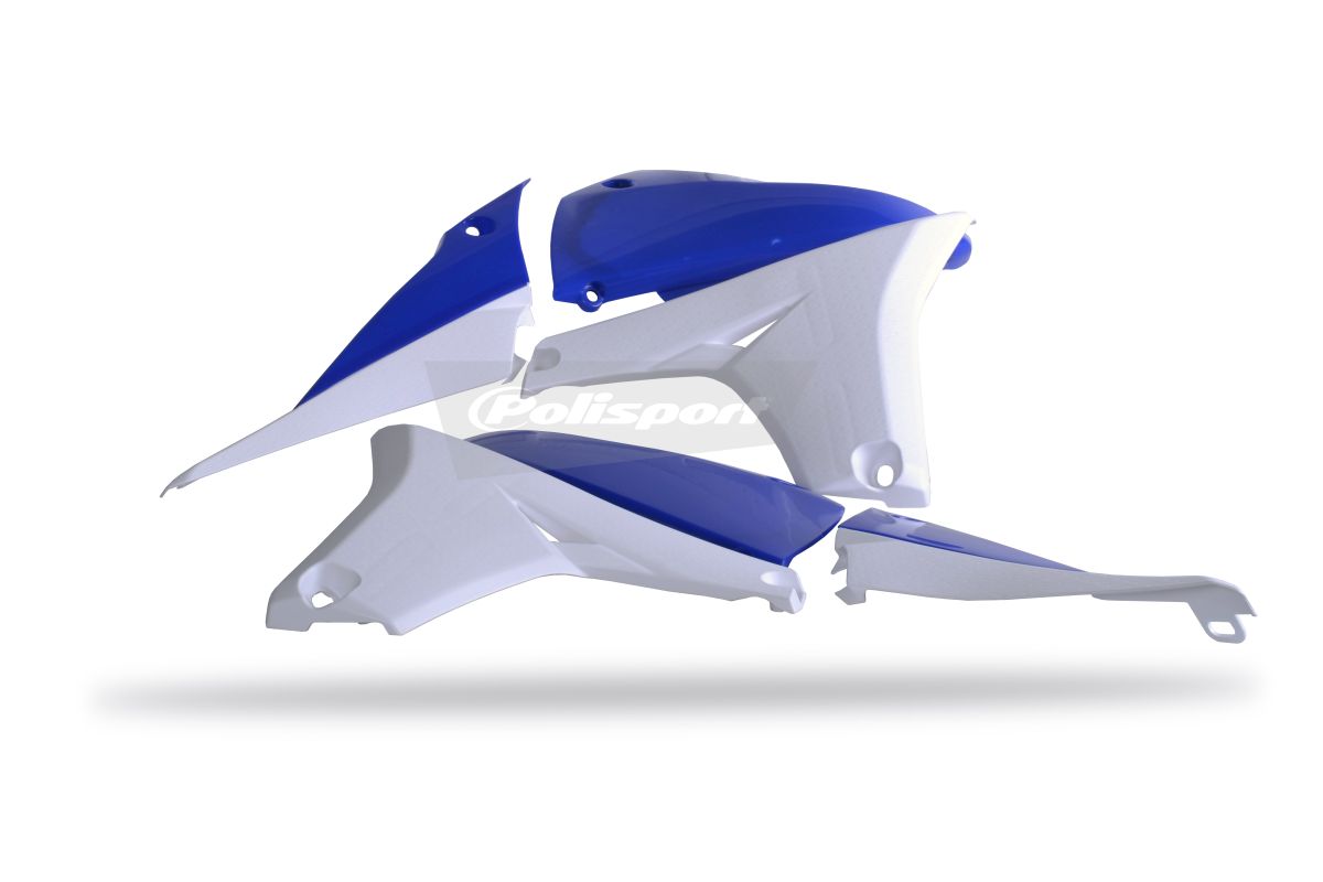 Radiator scoops with tank cover POLISPORT 8413800007 (pair) blue Yam98/white for YAMAHA YZ 450 F 2010-2013