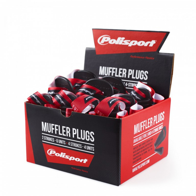 Muffler plugs POLISPORT 8434900003 2 strokes (4 units) + 4 strokes (6 units) Crni