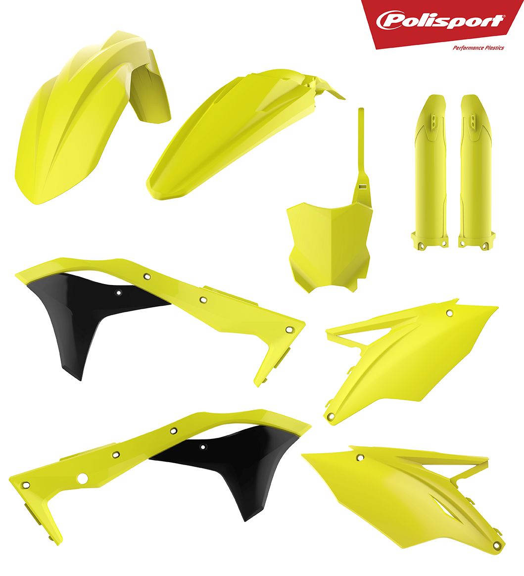 Plastic body kit POLISPORT 90743 Flo yellow for KAWASAKI KX 250 (F) 4T 2017-2018