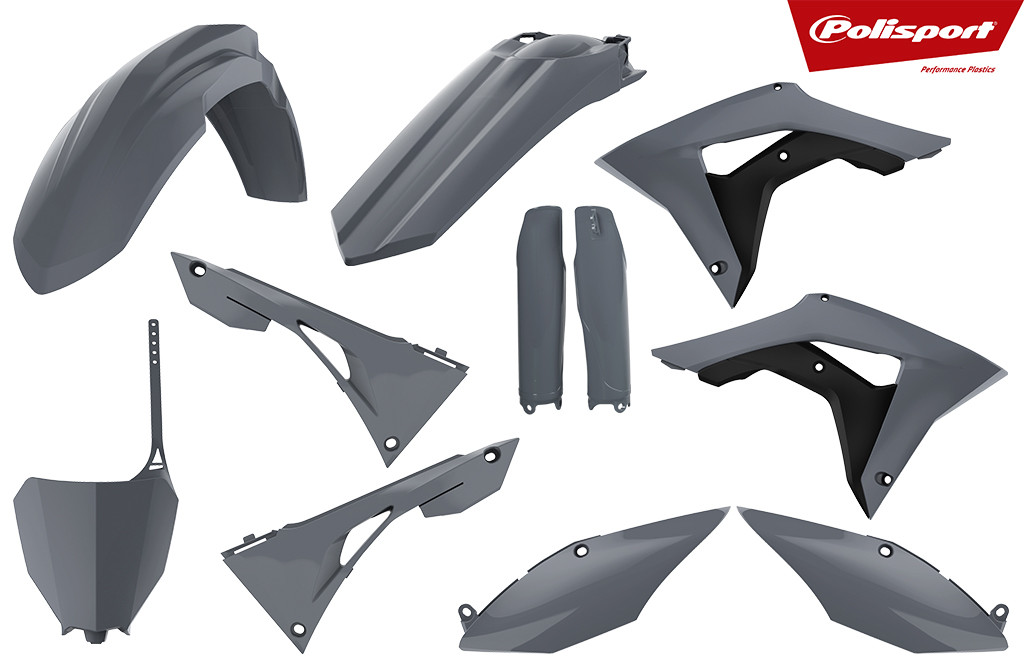 Plastic body kit POLISPORT 90823 grey for HONDA CRF 450 R 2017-2018, HONDA CRF 250 R 2018