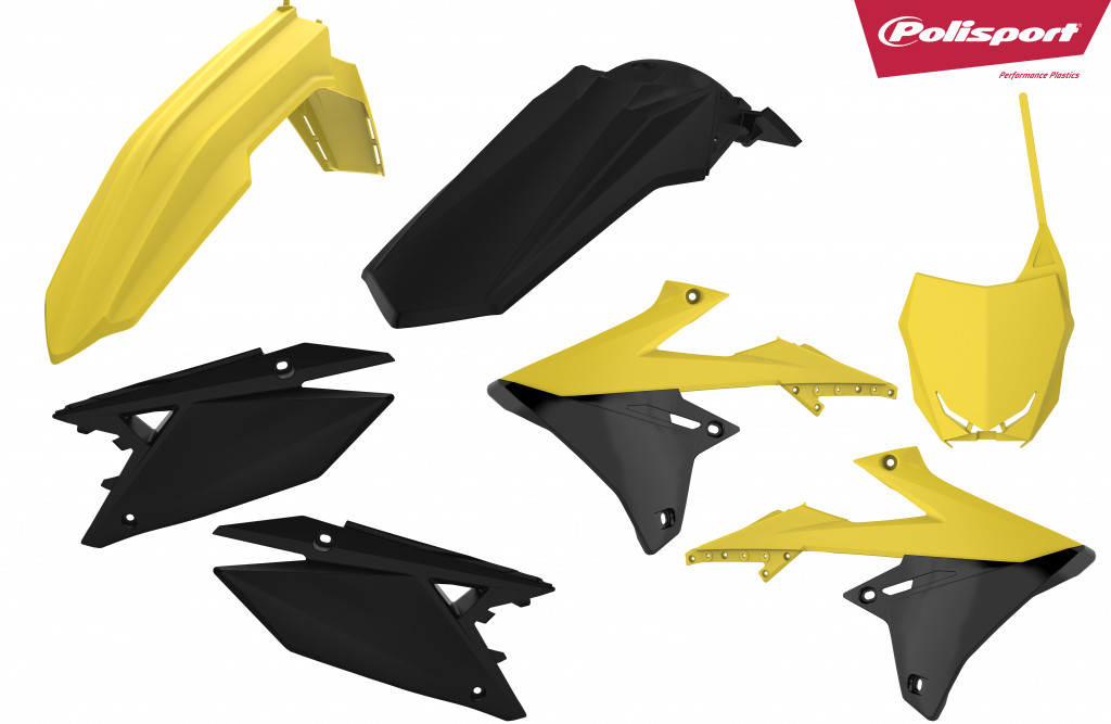 Plastic body kit POLISPORT 90839 yellow/black for SUZUKI RM-Z 250 2019-2024, SUZUKI RM-Z 450 2018-2024