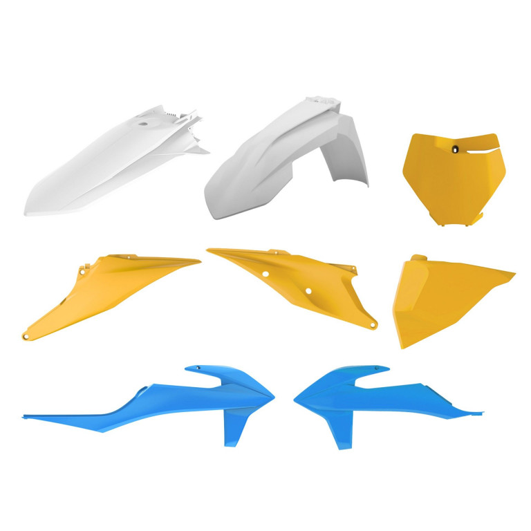 Plastic body kit POLISPORT 90841 blue/dark yellow/white vintage edition