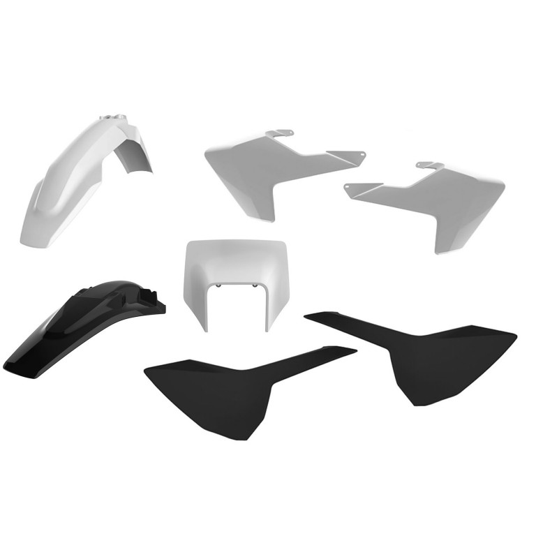 Plastic body kit POLISPORT 90896 White/black