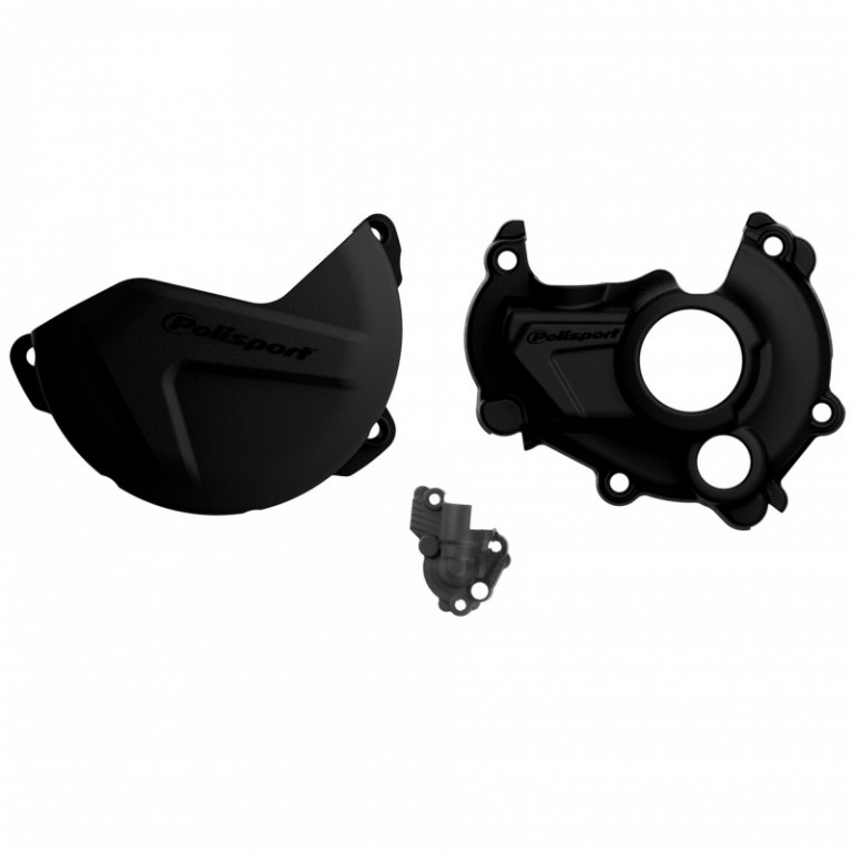 Clutch and ignition cover protector kit POLISPORT 90941 Crni for YAMAHA YZ 250 F 2014-2018