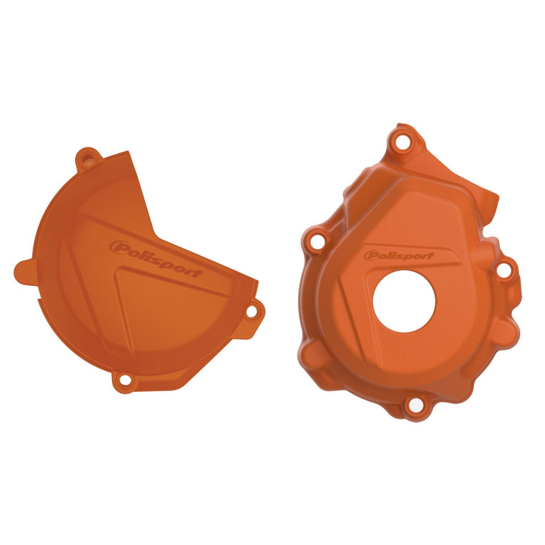 Clutch and ignition cover protector kit POLISPORT 90975 Orange