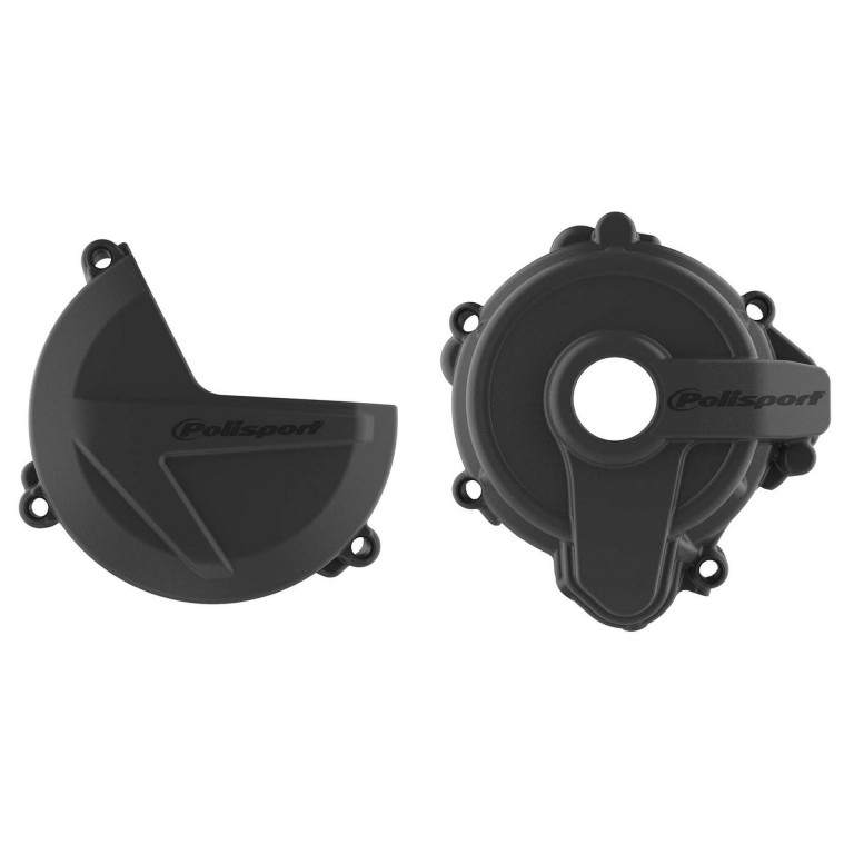 Clutch and ignition cover protector kit POLISPORT 91004 Crni